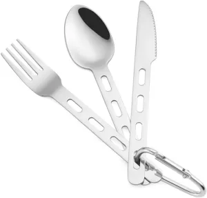 BESPORTBLE 3sets Portable Stainless Steel Camping Cutlery Travel Utensils for Western Food for Outdoor Dining Lightweight and Kitchen Kit
