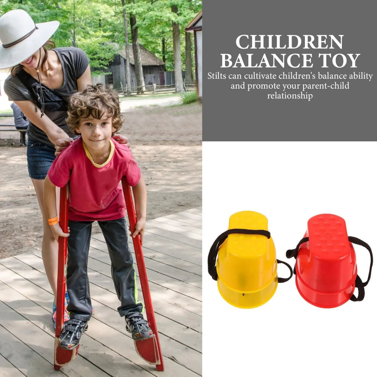 BESPORTBLE Balancing Stilts for Kids, 3 Pairs Plastic Walking Stilts Children Monster Feet with Rope for Balance (Random Color)
