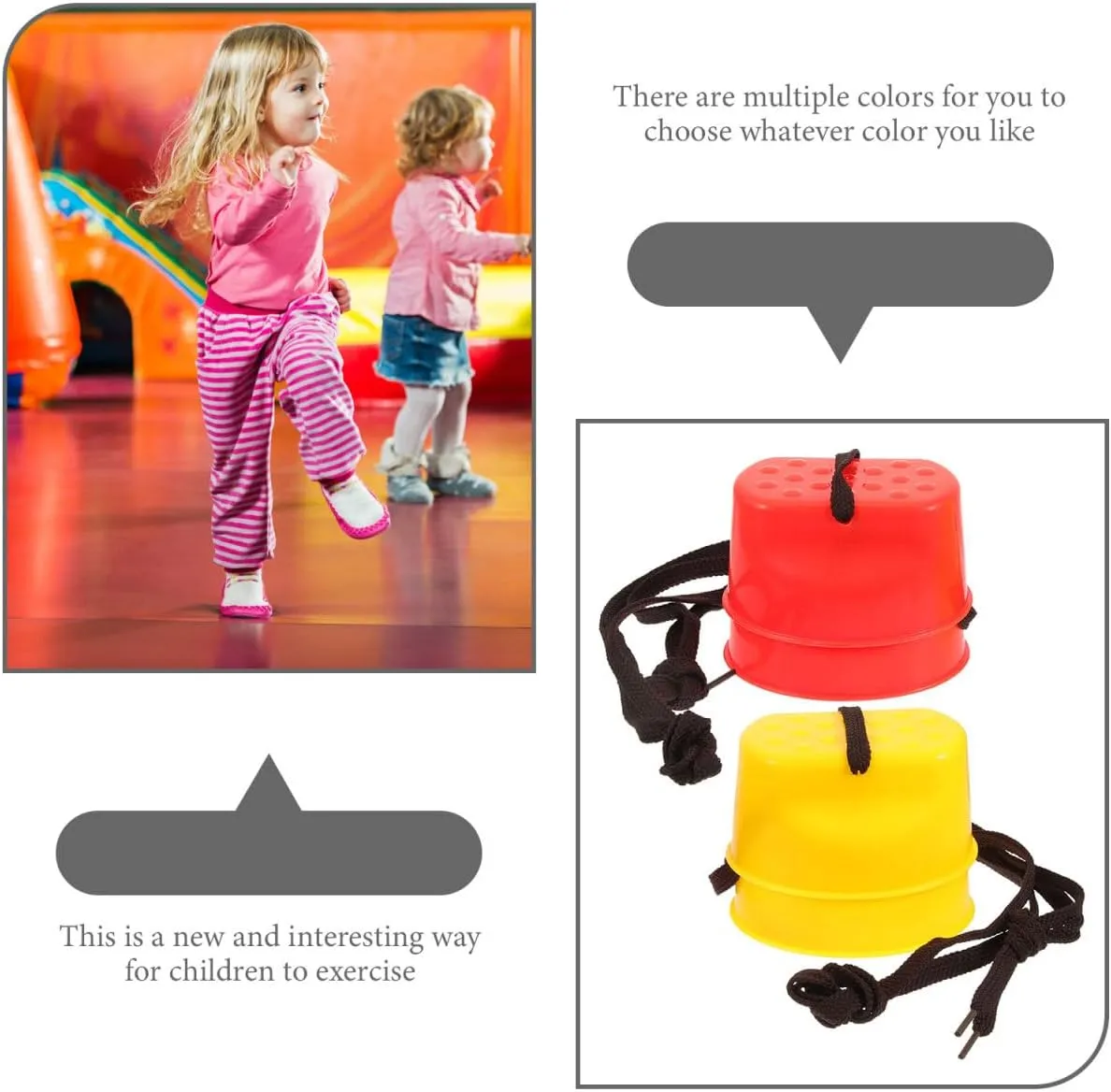 BESPORTBLE Balancing Stilts for Kids, 3 Pairs Plastic Walking Stilts Children Monster Feet with Rope for Balance (Random Color)