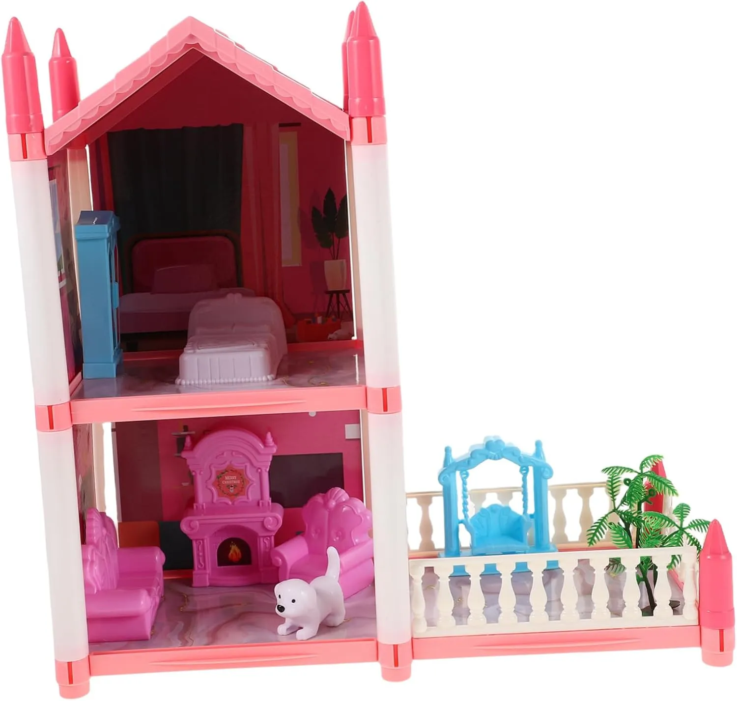 BESPORTBLE Dollhouse Kit 2-Rooms Terrace DIY Building Set Boys and Girls Playhouse Toy for Girls
