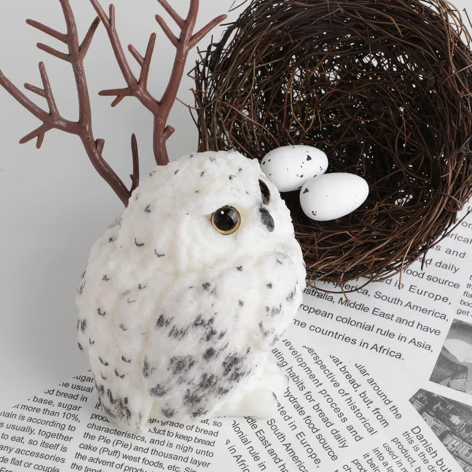 Big Owl Taba Squishy Kit - Handmade Silicone Animal Toys, Perfect for Owl Gifts for Women (White)