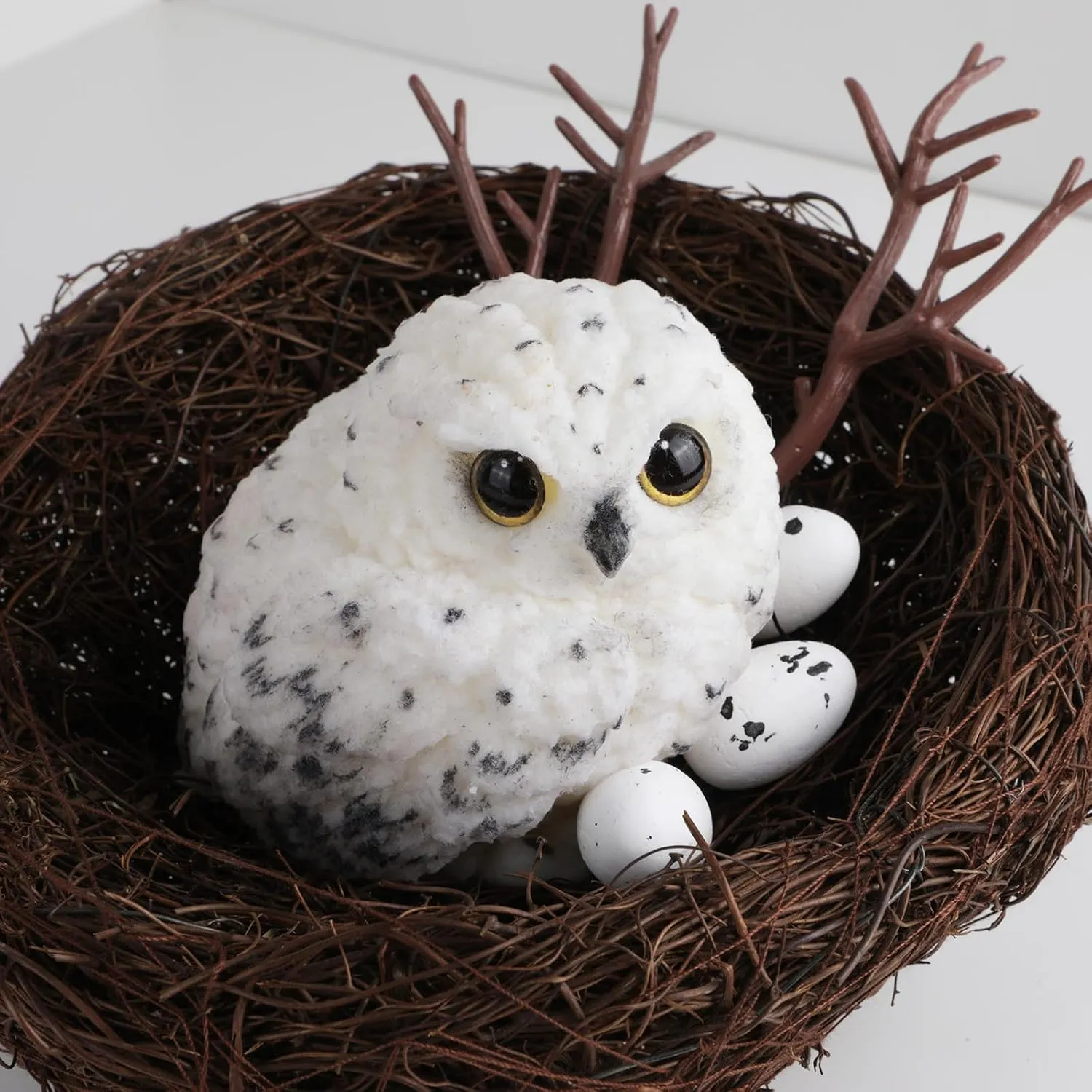 Big Owl Taba Squishy Kit - Handmade Silicone Animal Toys, Perfect for Owl Gifts for Women (White)