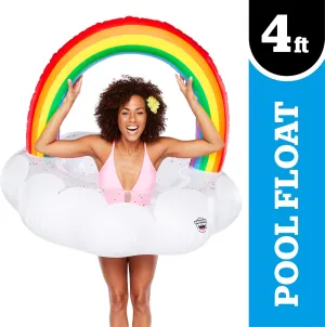 BigMouth Inc. Giant Rainbow Pool Float with Glitter Inside, Vibrant Pool Party Ring Tube Floatie, Patch Kit Included