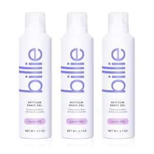 Billie SkyFoam Shave Gel - Lavender Milk Scent - Water-activated Foam - Made With Aloe & Cucumber - For A Close, Smooth Shave - 6.7 fl oz, 3-pack