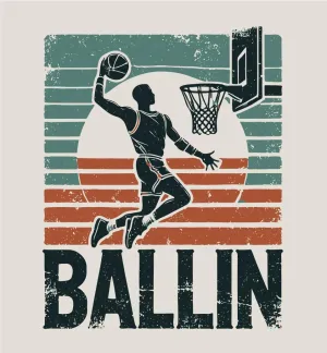 Bioworld Ballin Slam Dunk Adult Long Sleeve Hoodie