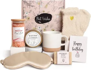 Birthday Gifts for Women Mom her Sister Grandma, Happy Birthday Bday Ideas Unique Relaxation Basket Gift Box Presents Set for Female Best Friend Woman Bestie Ladies Aunt, for Women Who Have Everything