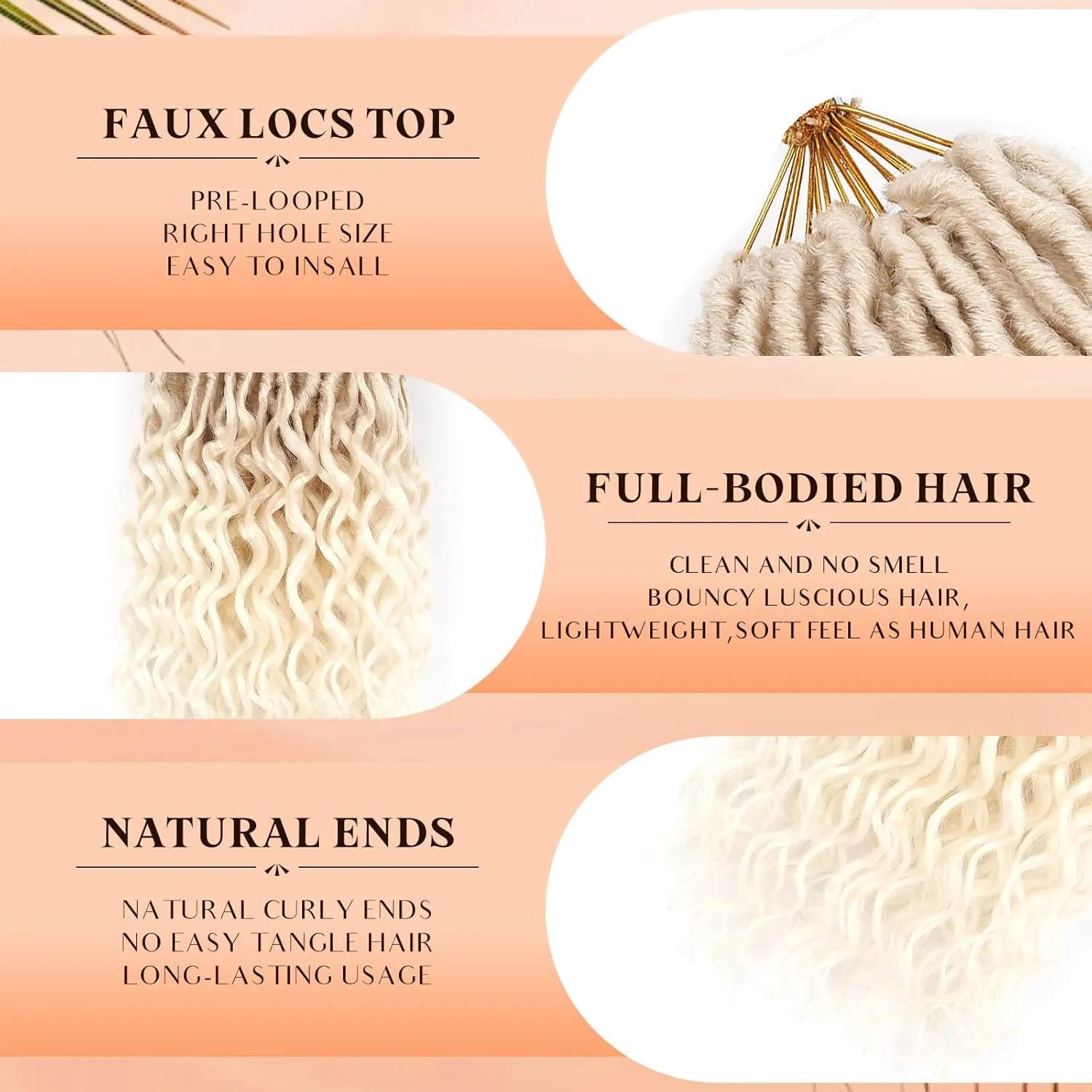 Blonde 613 Deep Faux Locs Crochet Hair With Curly Ends,8 Packs 18 Inch Pre-Looped New Goddess Locs Crochet Hair for Black Women|Prelooped Wavy Synthetic Crochet Braids|Lightweight(18",613#)