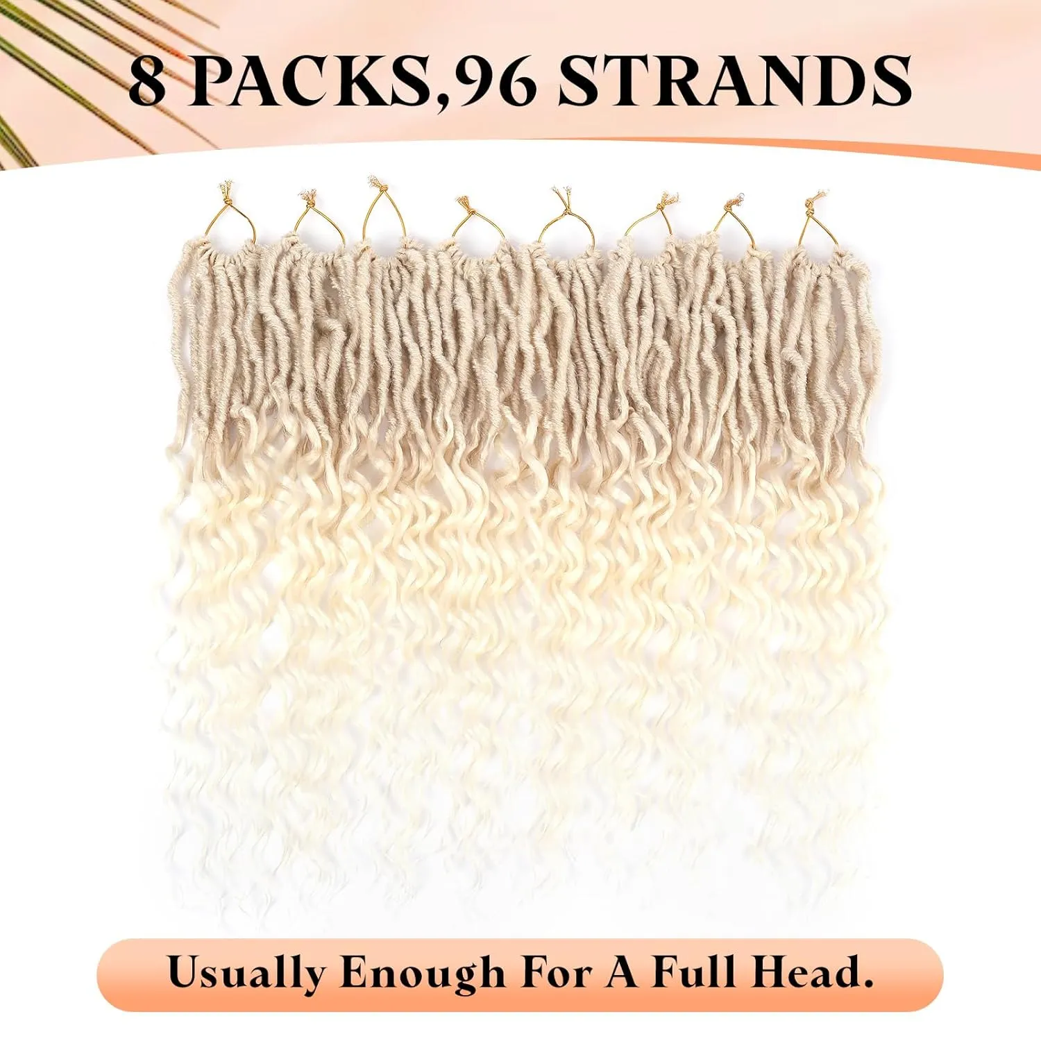 Blonde 613 Deep Faux Locs Crochet Hair With Curly Ends,8 Packs 18 Inch Pre-Looped New Goddess Locs Crochet Hair for Black Women|Prelooped Wavy Synthetic Crochet Braids|Lightweight(18",613#)