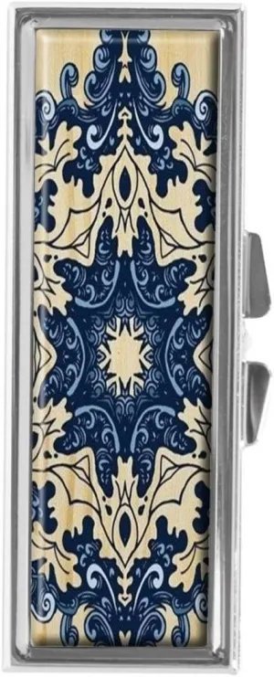 Blue Mandala Pill Box for Purse or Pocket Pill Case Decorative Boxes Gift Box Pill Organizer for Travel Pill Box