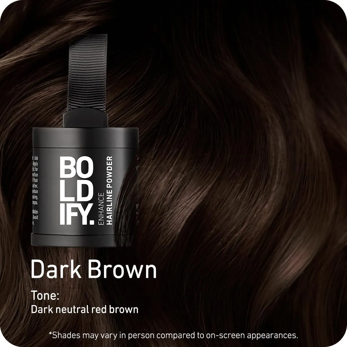 BOLDIFY Hairline Powder (LARGE, 10g) - Root Touch Up Hair Color for Gray Coverage - Bald Spot Concealing Hair Powder for Women & Men - 48-Hour Stain-Proof - Dark Brown