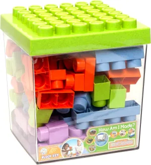 Boley Roo Crew: Block Set - 75 Pieces - Assorted Lid Color, Building Activity Set, Colorful Blocks & Storage Container, Toddlers & Kids Ages 2 