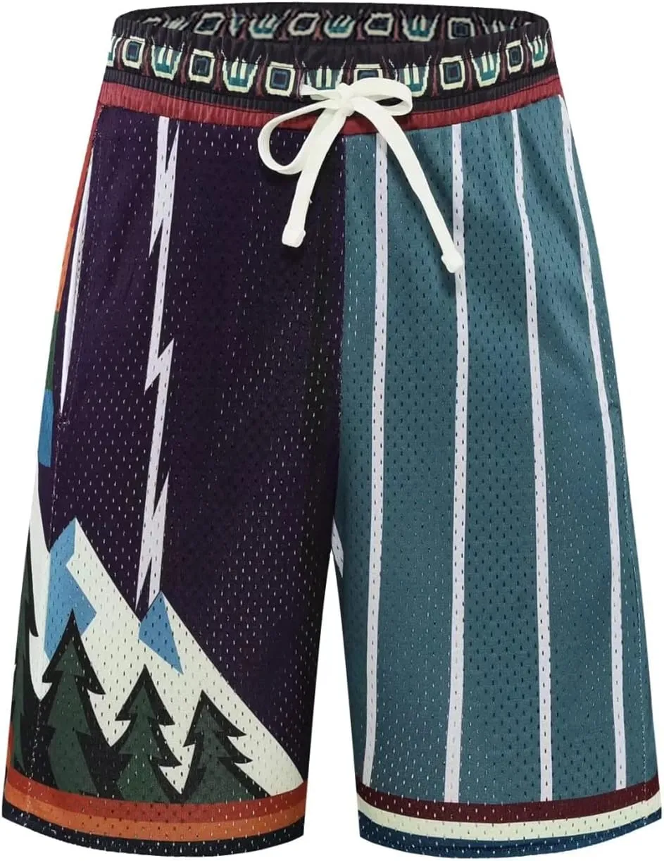 BOOMLEMON Men's Basketball Shorts Gym Training Workout Athletic Shorts Mesh Graphic Print Running Short Pants