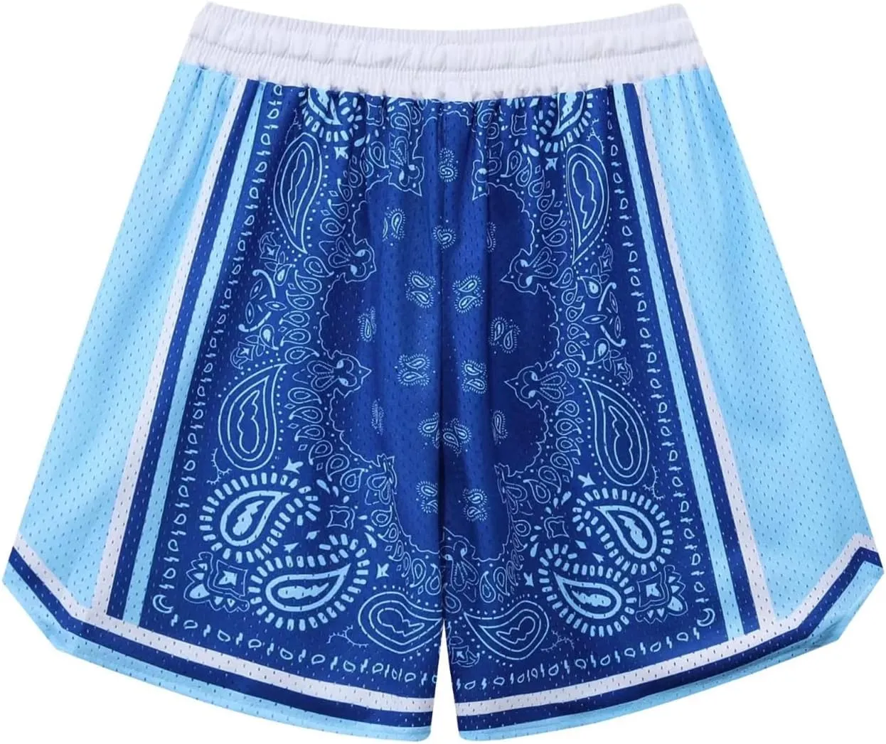 BOOMLEMON Men's Basketball Shorts Workout Athletic Paisley Shorts Mesh Print Running Short Pants