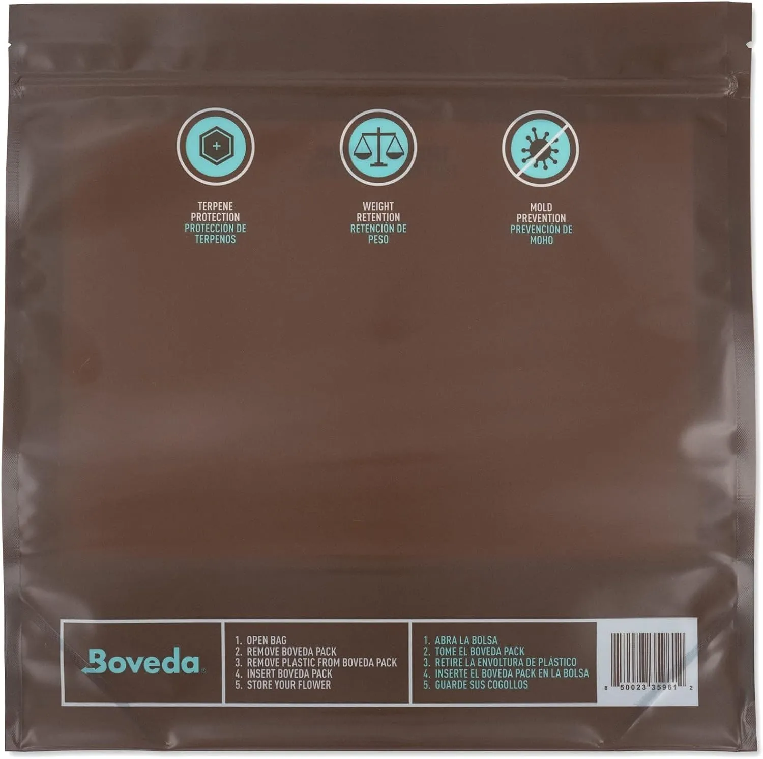 Boveda Fresh Bag – 62% RH Size 67 Included - For Curing & Storing Up to 1 Pound (16 Oz) – 1 Large Zip Lock Storage Bag with 2-Way Humidity Control Pack