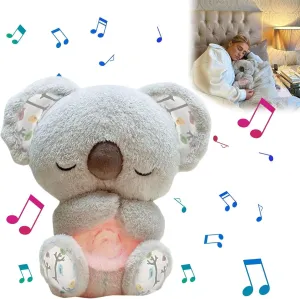 Breathing Otter Relief Koala Breathing Stuffed Animal for Anxiety, Mush Sleepy Otter for Adults Plush Koala Sleep Buddy with Sensory Music Lights Adjustable Rhythmic Breathing, Four Modes (Grey)