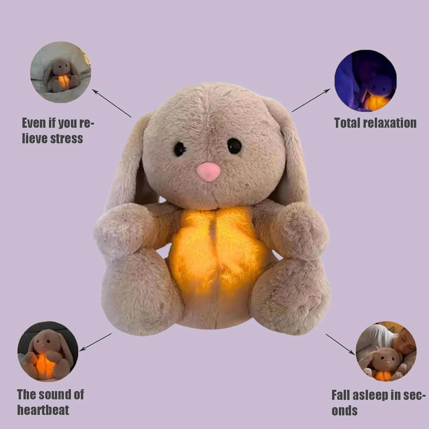 Breathing Rabbit Plush Toy: Portable Soothing Anxiety and Improving Sleep in Adults and Children