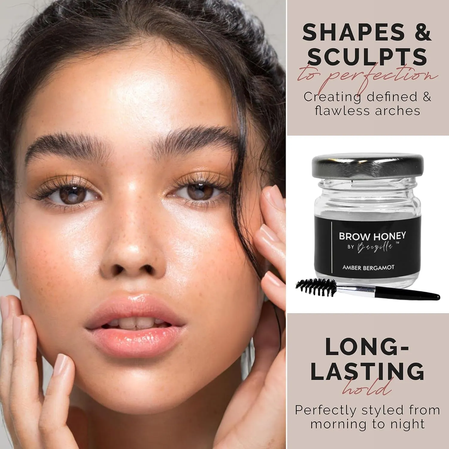 Brow Honey Eyebrow Gel, Long Lasting Clear Brow Gel, Natural Pink Rose Fragrance