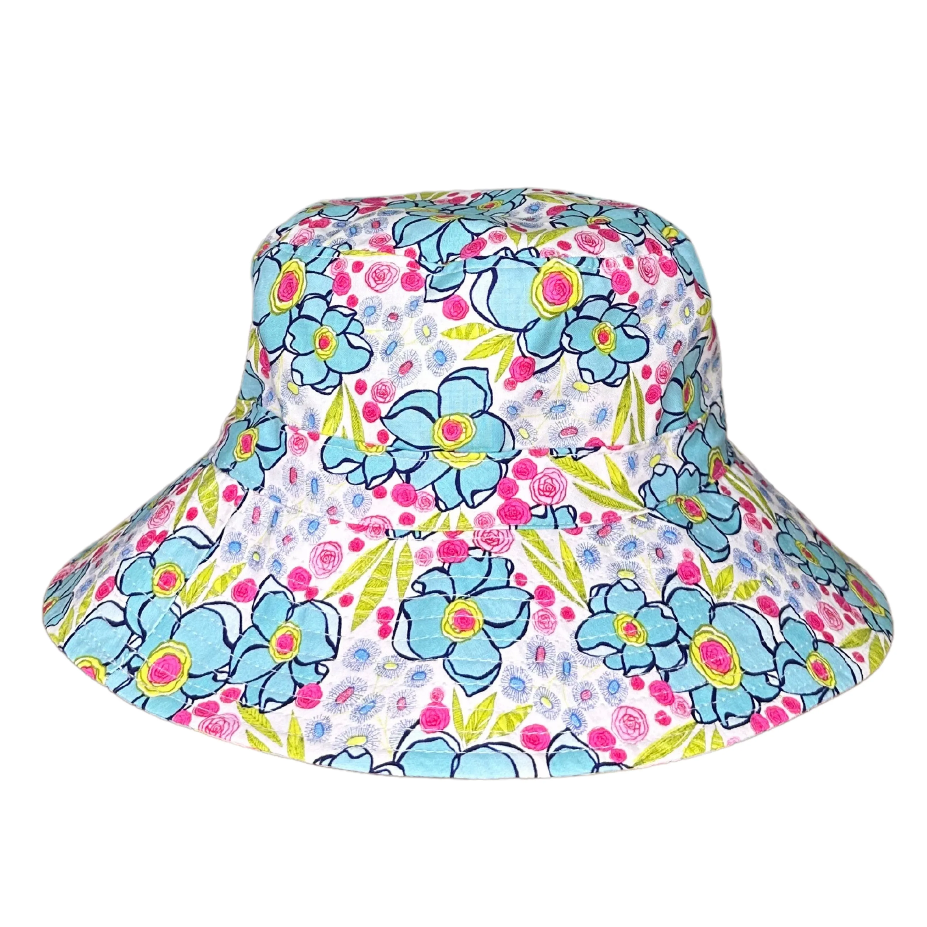Bucket Hat 7cm Brim BLUE & PINK FLORAL