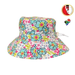 Bucket Hat 7cm Brim BLUE & PINK FLORAL
