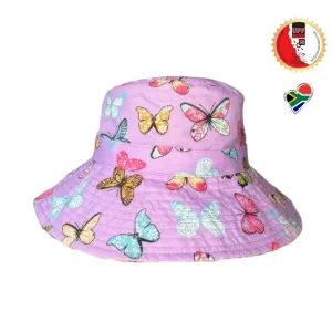 Bucket Hat 7cm Brim BUTTERFLIES PURPLE