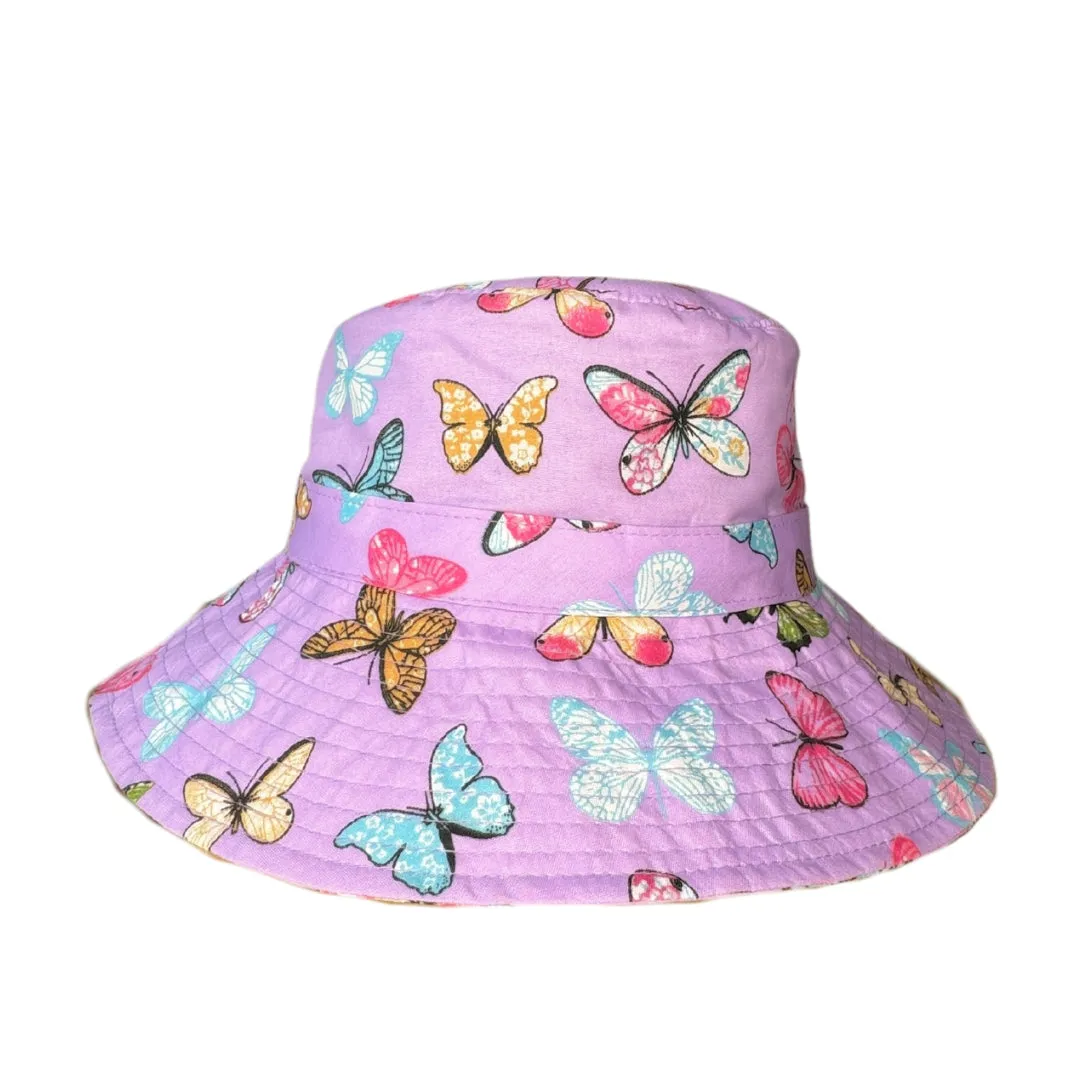 Bucket Hat 7cm Brim BUTTERFLIES PURPLE