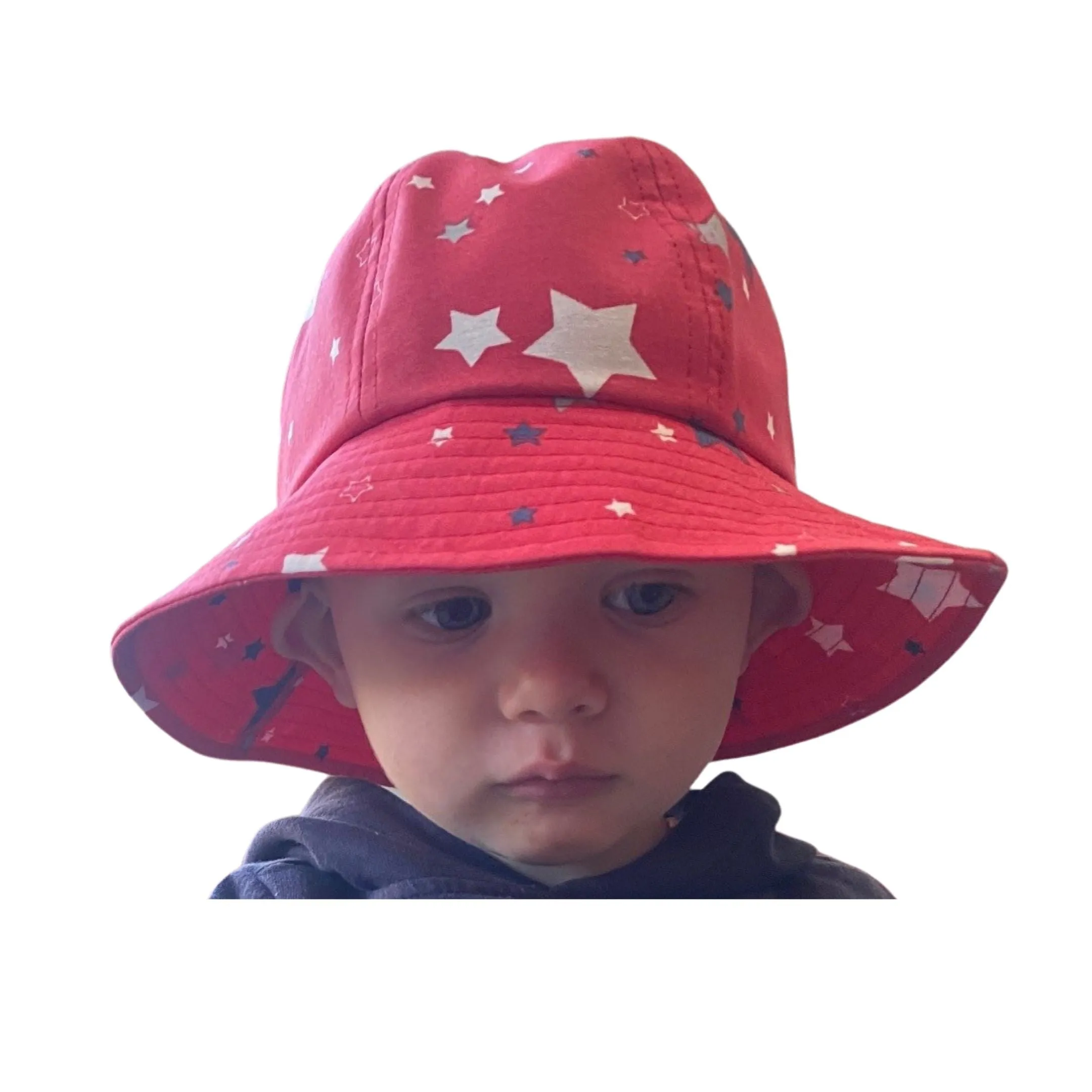 Bucket Panel Hat with Stars RED (Size 50cm only)