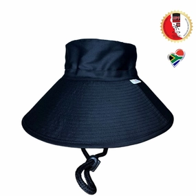 Bucket Hat 14cm Brim BLACK/BEIGE with chin strap