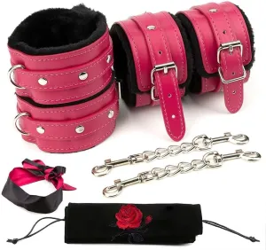 Buckle Wrist Fluffy Handcuffs Blindfold Satin Set Adjustable Plush Fluffy Adult Handcuffs Fluffy Adult Eye Mask Blindfold Adult Adjustable