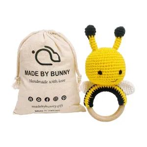 Bunny Little Bee Rattle, Fluffy Hand-held Crochet for Young Toddlers Multicolored