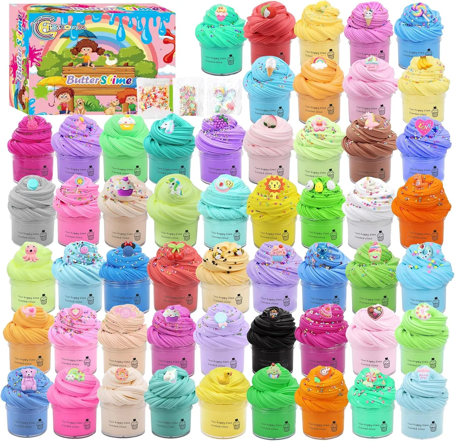 Butter Slime Party Favors for Girls Boys, Slime Kit Toys with 54 Pack Cute Butter Slimes, Soft Stress Relief Slime Toys for Kids Ideal Birthday Easter Filling Stuffers Gifts Slime Toys.