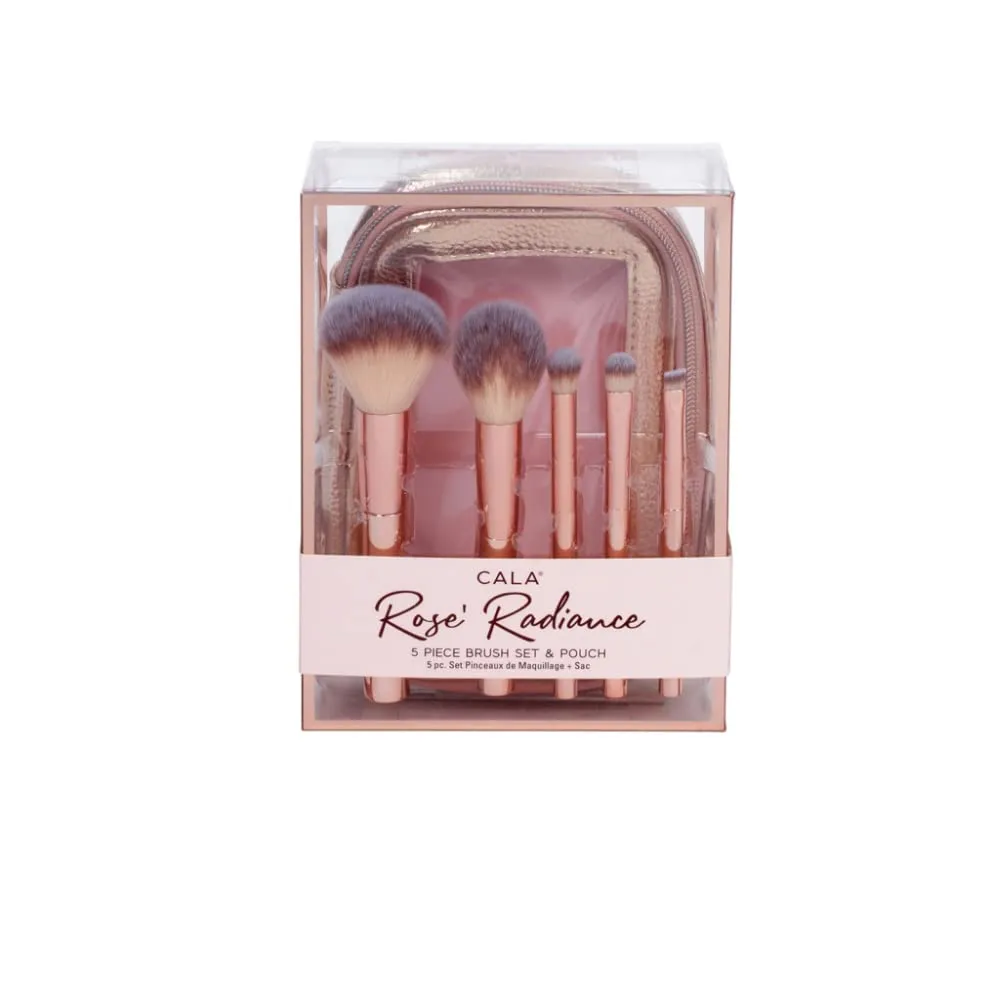 CALA Rose Radiance Brush and Pouch, Set of 5
