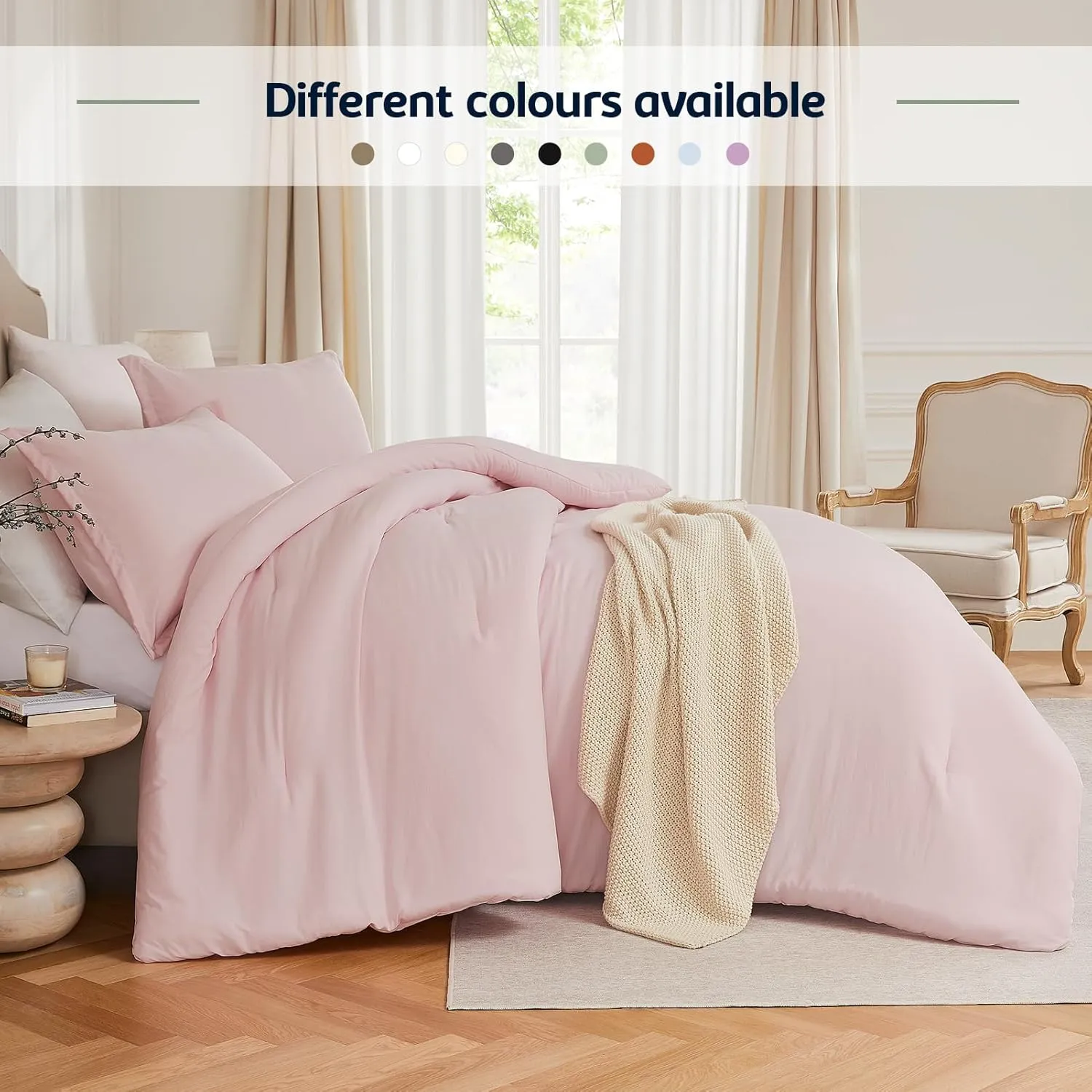 California King Comforter Set Blushpink,3PCS Soft Lightweight Breathable Bedding Comforter Sets for All Season, Cal King(104''×96'' Comforter & 2 Pillowcases)