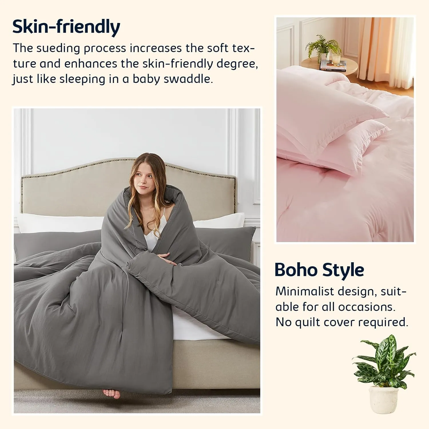 California King Comforter Set Blushpink,3PCS Soft Lightweight Breathable Bedding Comforter Sets for All Season, Cal King(104''×96'' Comforter & 2 Pillowcases)