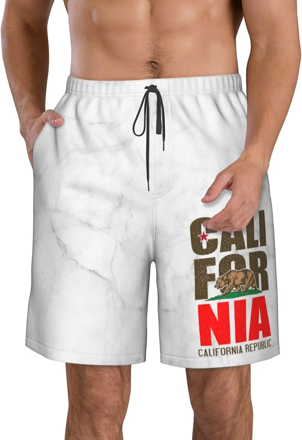 California Republic Nature Men's Workout Running Shorts Lightweight Shorts with Pockets Quick Dry Breathable -