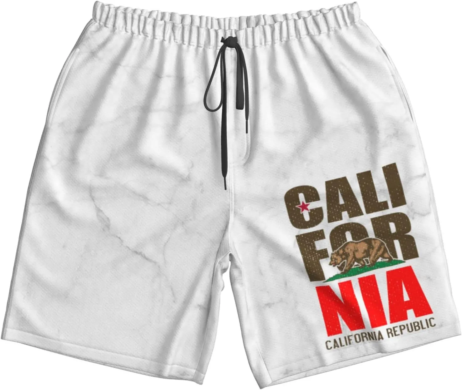 California Republic Nature Men's Workout Running Shorts Lightweight Shorts with Pockets Quick Dry Breathable -