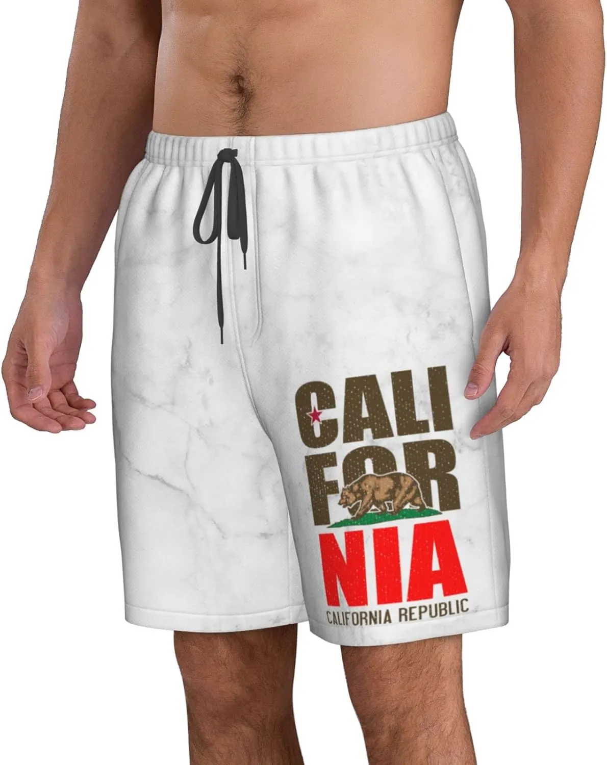 California Republic Nature Men's Workout Running Shorts Lightweight Shorts with Pockets Quick Dry Breathable -