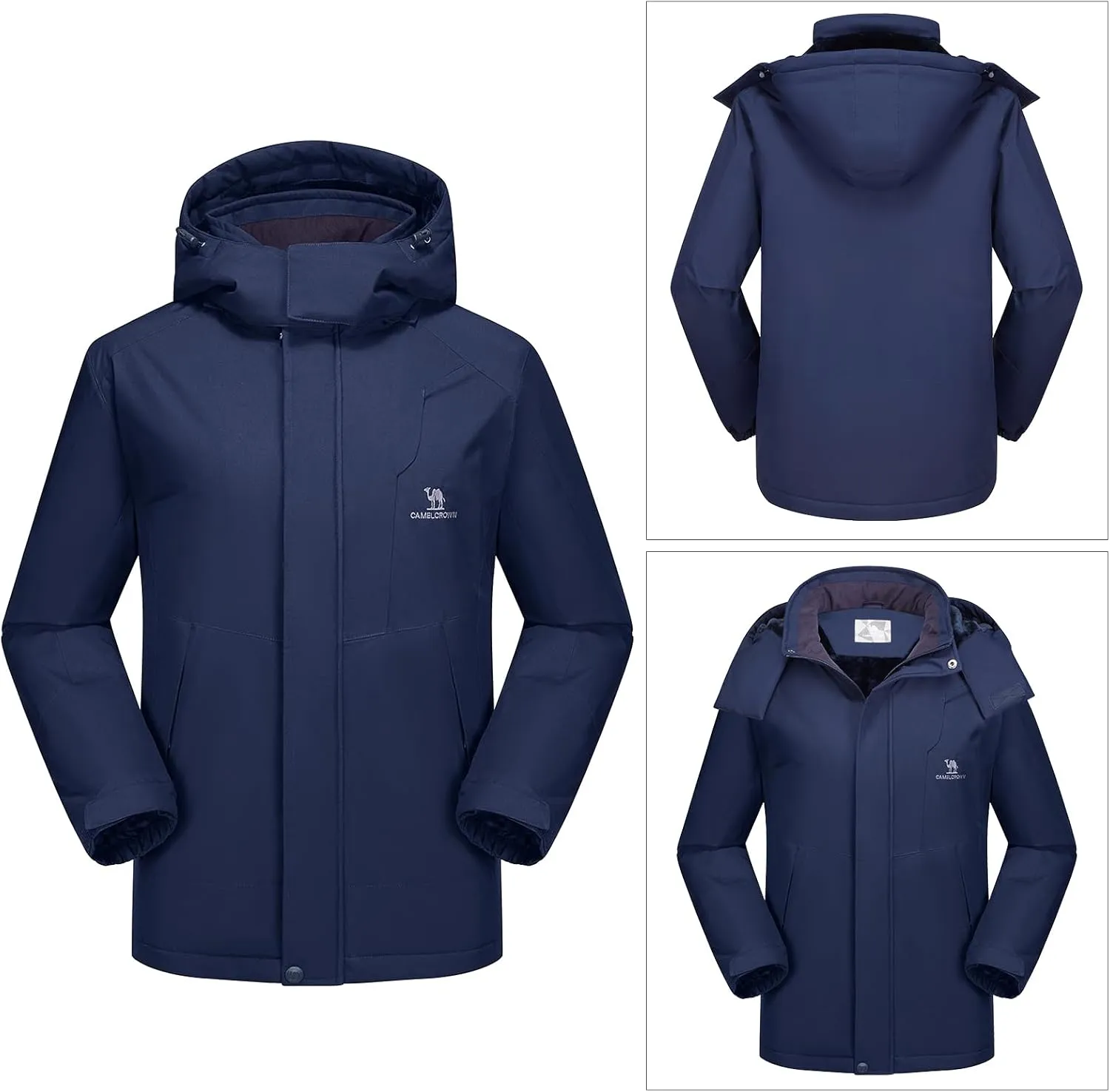 CAMEL CROWN Men's Winter Coat Waterproof Ski Jacket Fleece Lined Windproof Raincoat for Snow Outdoor Hiking Mountain