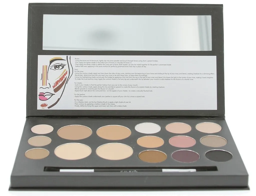 Cameo Cosmetics Eyes and Face Contouring Kit, Dark Colors, A 3 Palettes in One Makeup Kit with 16 Bestselling Shades, Step by Step Instructions Included