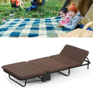 Camping Cot with Comfortable Mattress Cots for Sleeping Folding Cot Camping Bed Portable Include for Home Travel Adults Vacation Outdoor(Brown)