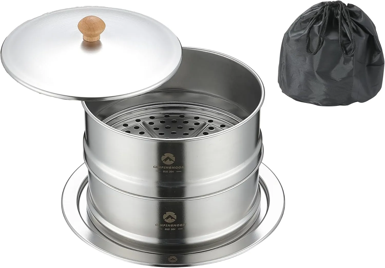 CAMPINGMOON Stainless Steel Double-layer Steamer S363-2S