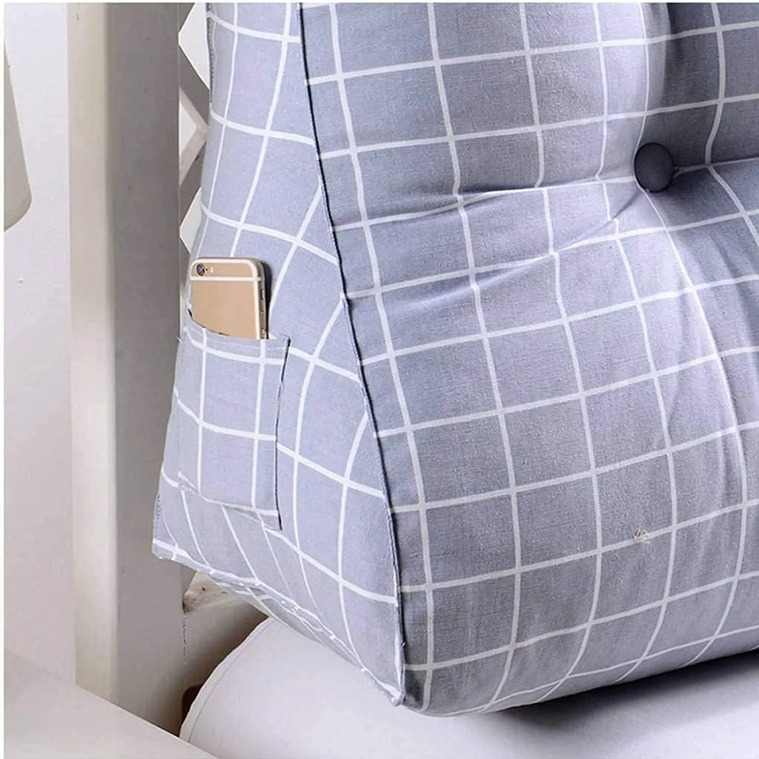 CAMZ Large Bolster Triangular Headboard Reading Pillow, Twin Full Queen King Positioning Super Support Pillow Bolster Backrest Wedge Pillow for Daybed Bunk Lumbar Pad (B,Twin:39in)