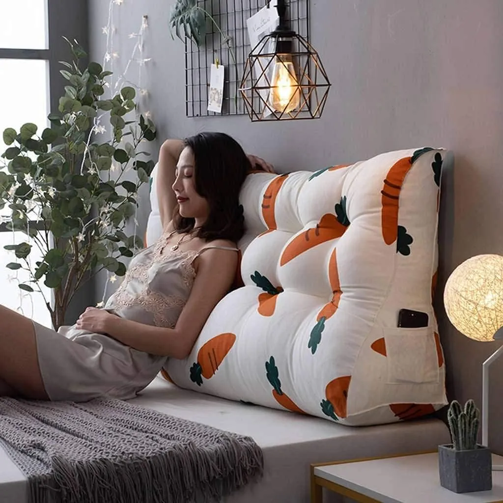 CAMZ Large Bolster Triangular Headboard Reading Pillow, Twin Full Queen King Positioning Super Support Pillow Bolster Backrest Wedge Pillow for Daybed Bunk Lumbar Pad (B,Twin:39in)
