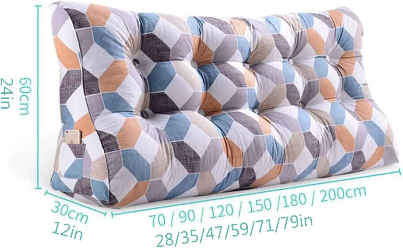 CAMZ Large Bolster Triangular Headboard Reading Pillow, Twin Full Queen King Positioning Super Support Pillow Bolster Backrest Wedge Pillow for Daybed Bunk Lumbar Pad (E,Twin:39in)