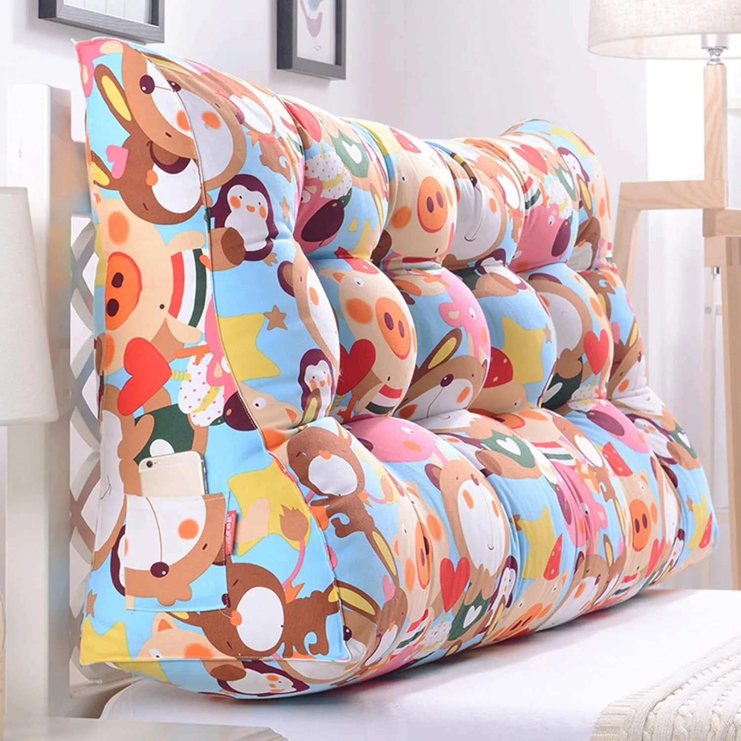 CAMZ Large Bolster Triangular Headboard Reading Pillow, Twin Full Queen King Positioning Super Support Pillow Bolster Backrest Wedge Pillow for Daybed Bunk Lumbar Pad (F,Twin:39in)