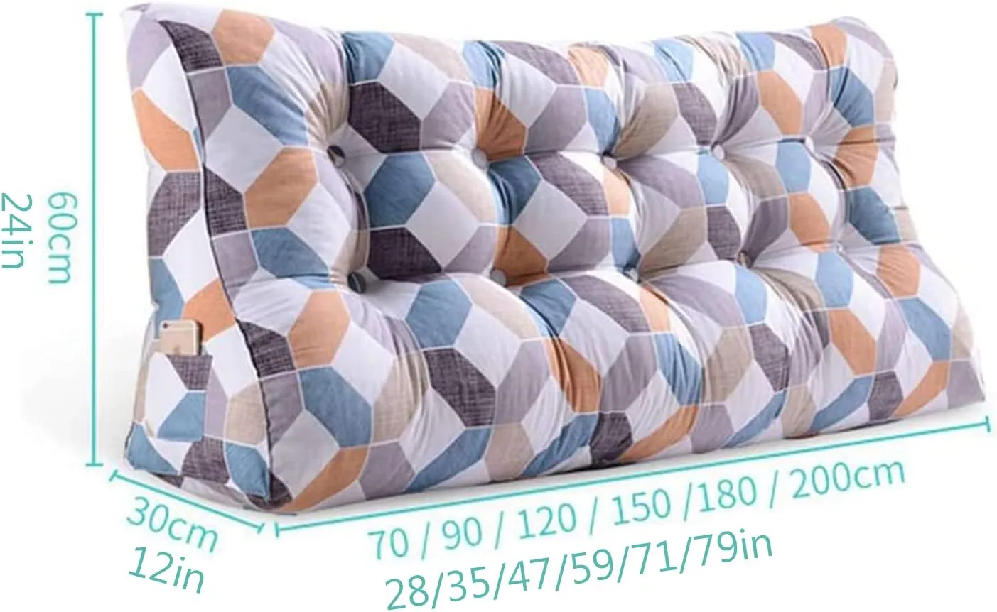 CAMZ Large Bolster Triangular Headboard Reading Pillow, Twin Full Queen King Positioning Super Support Pillow Bolster Backrest Wedge Pillow for Daybed Bunk Lumbar Pad (F,Twin:39in)
