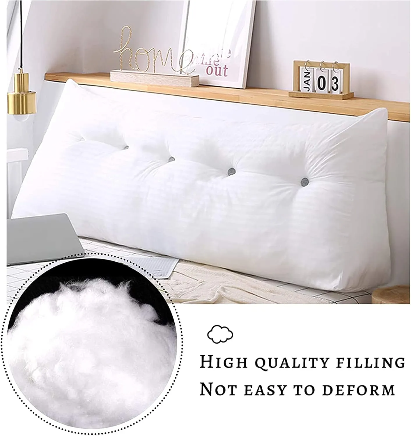 CAMZ Large Bolster Triangular Headboard Reading Pillow, Twin Full Queen King Positioning Super Support Pillow Bolster Backrest Wedge Pillow for Daybed Bunk Lumbar Pad (F,Twin:39in)