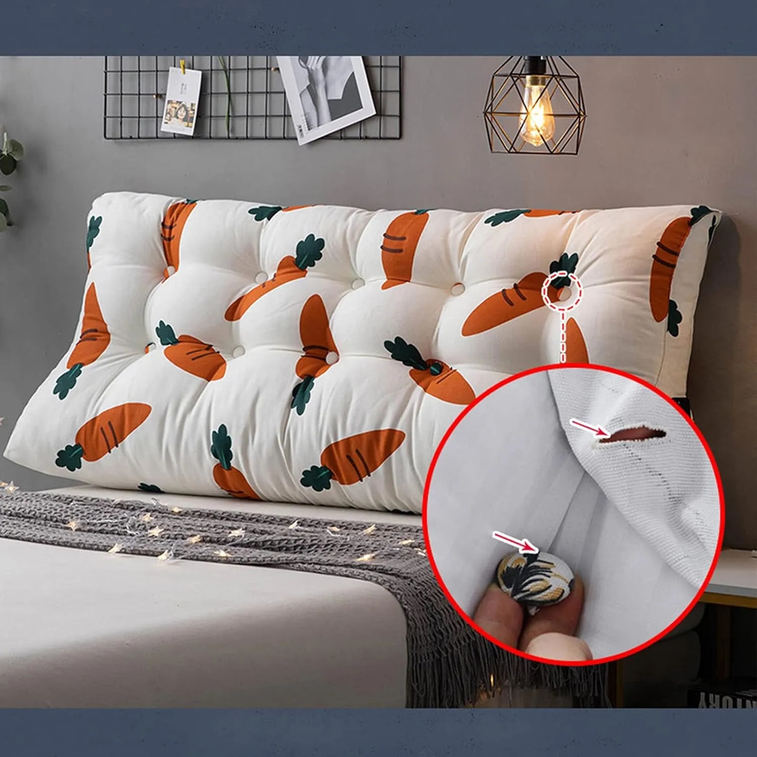 CAMZ Large Bolster Triangular Headboard Reading Pillow, Twin Full Queen King Positioning Super Support Pillow Bolster Backrest Wedge Pillow for Daybed Bunk Lumbar Pad (F,Twin:39in)