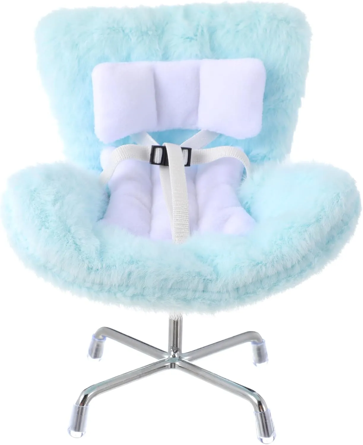 Car Seat for Dolls with Soft Furry Cushion Included Air Vent Clip Seat Leg and Scented Box for Car Decoration Doll Lover's Gift(Blue)
