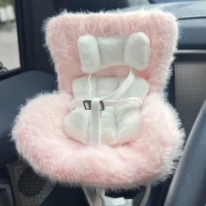 Car Seat for Labubu Doll with air Vent Clip,Cute,Functional Safety Seat for 3.94-6.69" (10-17cm) Dolls,Furry Cushion Car Ornament Display Accessory for Doll Fans and Collectors (Pink)