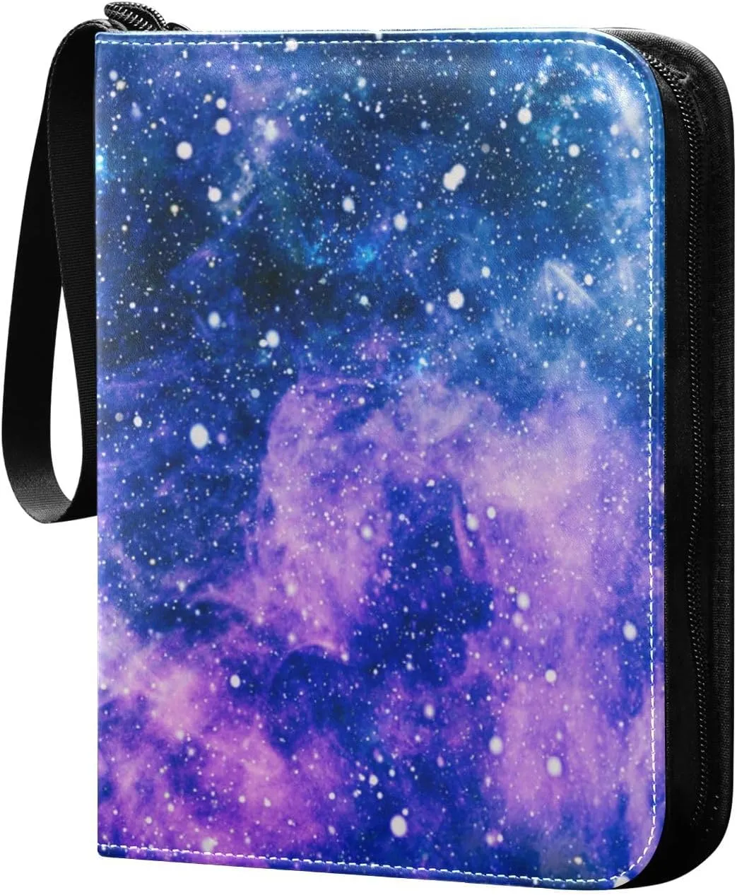 Card Binder 4 Pocket, Trading Card Binder Holder Fits 400 Cards with 50 Sleeves, Card Collection Binder Album Book Holder for Baseball Football Games Cards, Abstract Colorful Stars